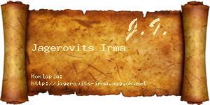 Jagerovits Irma névjegykártya